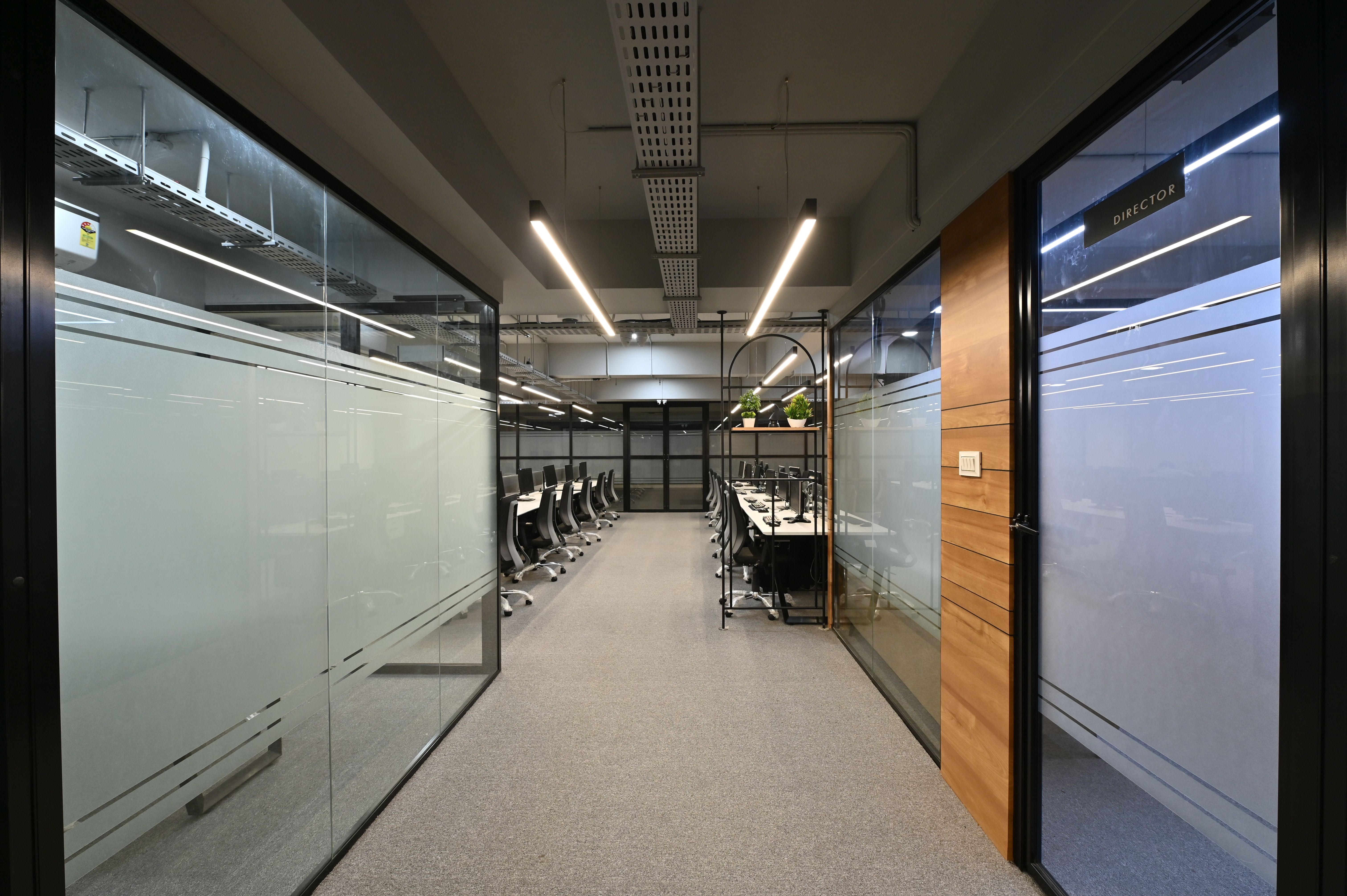 Codez Garage workstation corridor