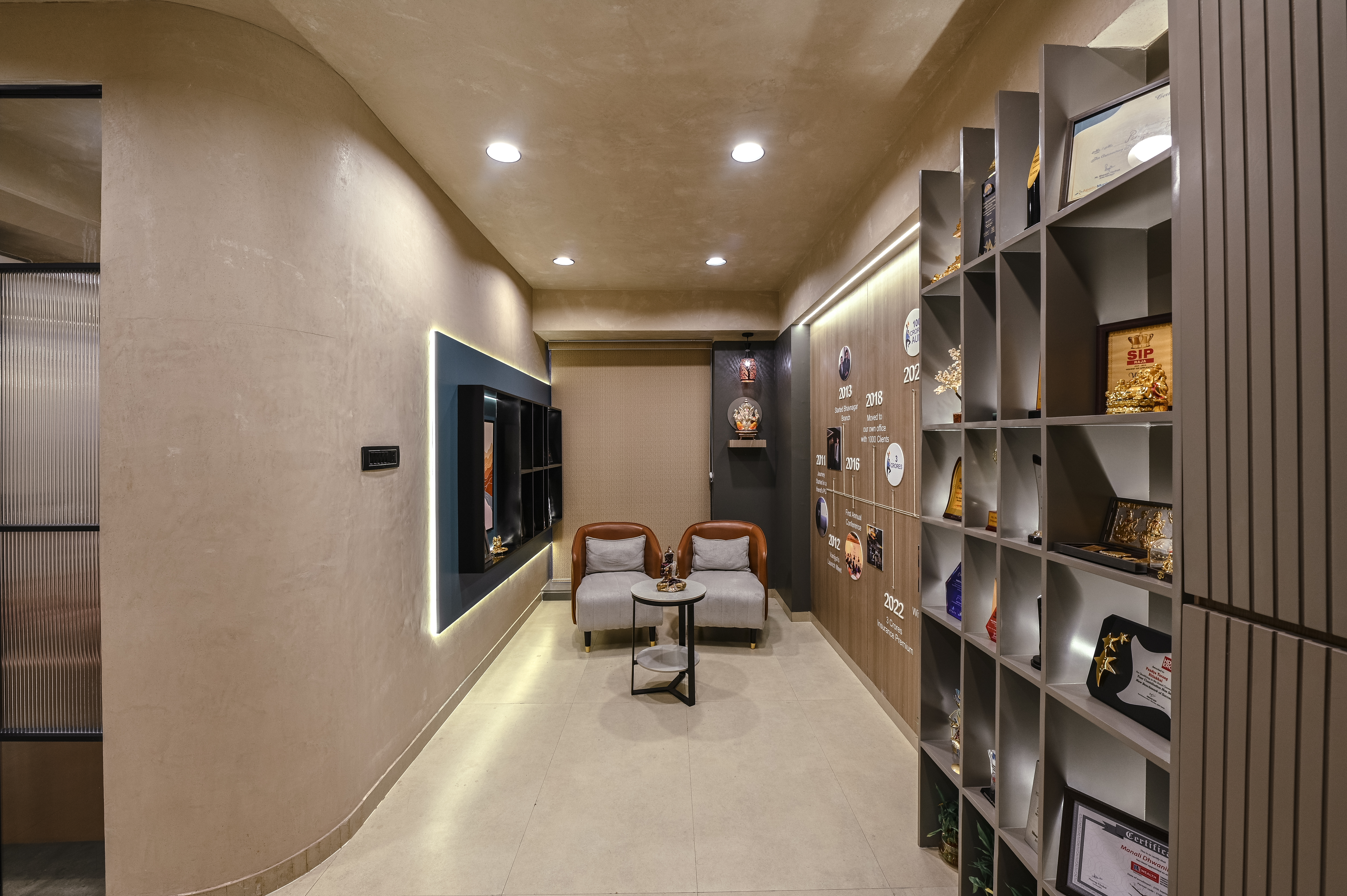 Vanijya Financial Services lounge and journey wall
